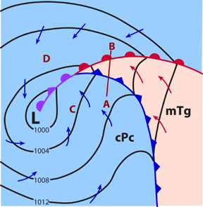 Solved 1. In this 500mb weather map, the trough represents | Chegg.com