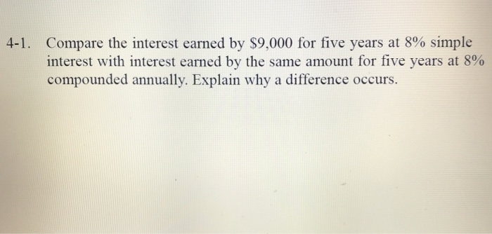 Solved 4 1 Compare The Interest Earned By 9 000 For Five Chegg Solved 4 1 Compare The Interest Earned By 9 000 For Five Chegg