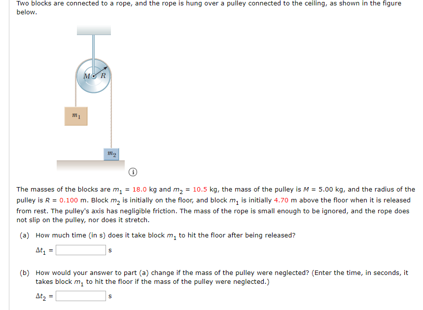 Solved Two Blocks Are Connected To A Rope, And The Rope Is | Chegg.com