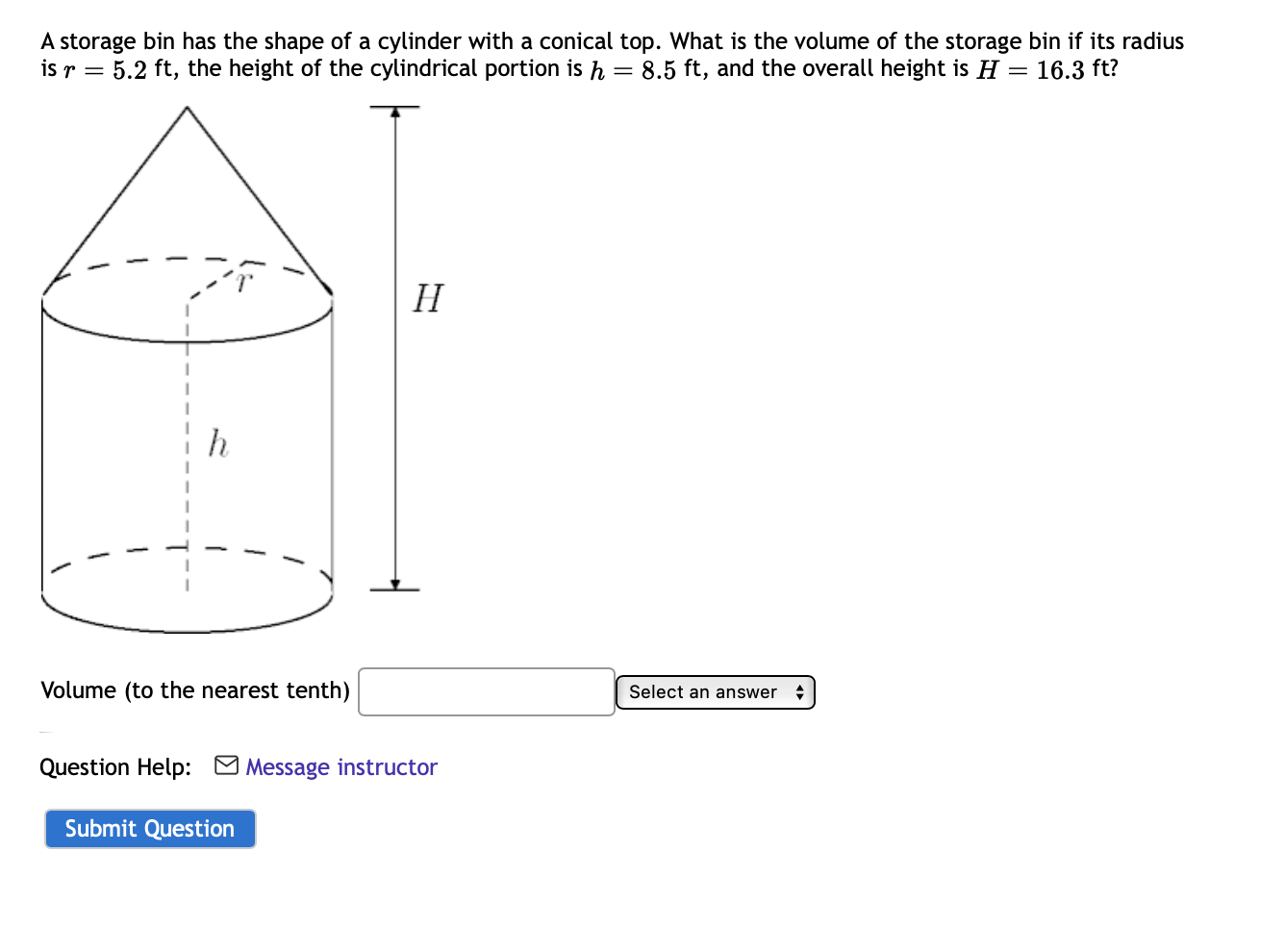 Solved A storage bin has the shape of a cylinder with a