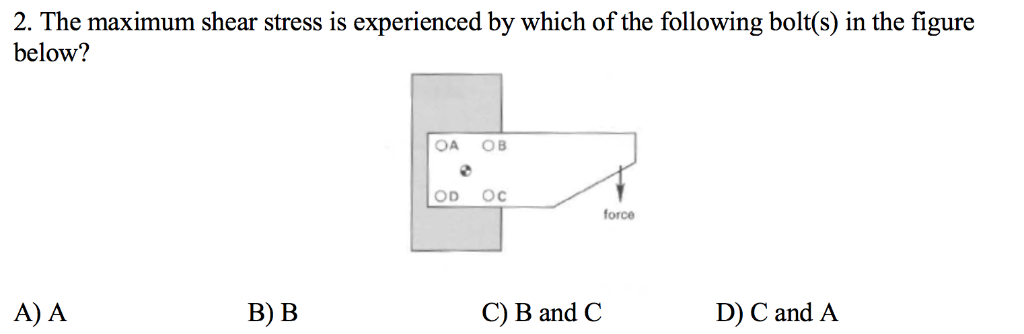 Solved 2. The maximum shear stress is experienced by which | Chegg.com