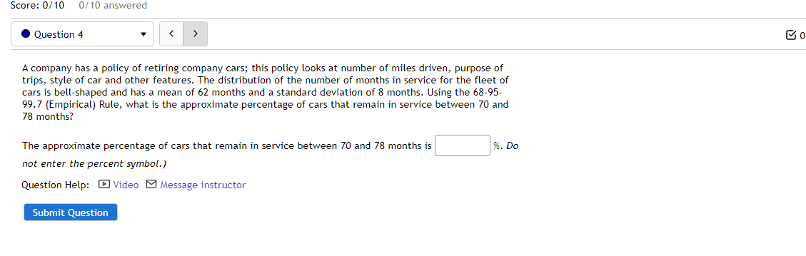 Solved Score: 0/10 0/10 answered Question 4 BO A company has | Chegg.com