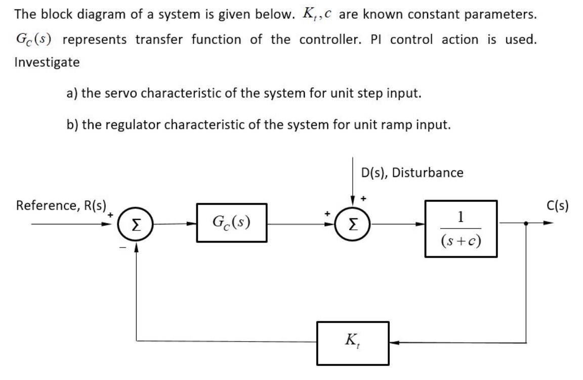 The block diagram of a system is given below. Kt,c | Chegg.com