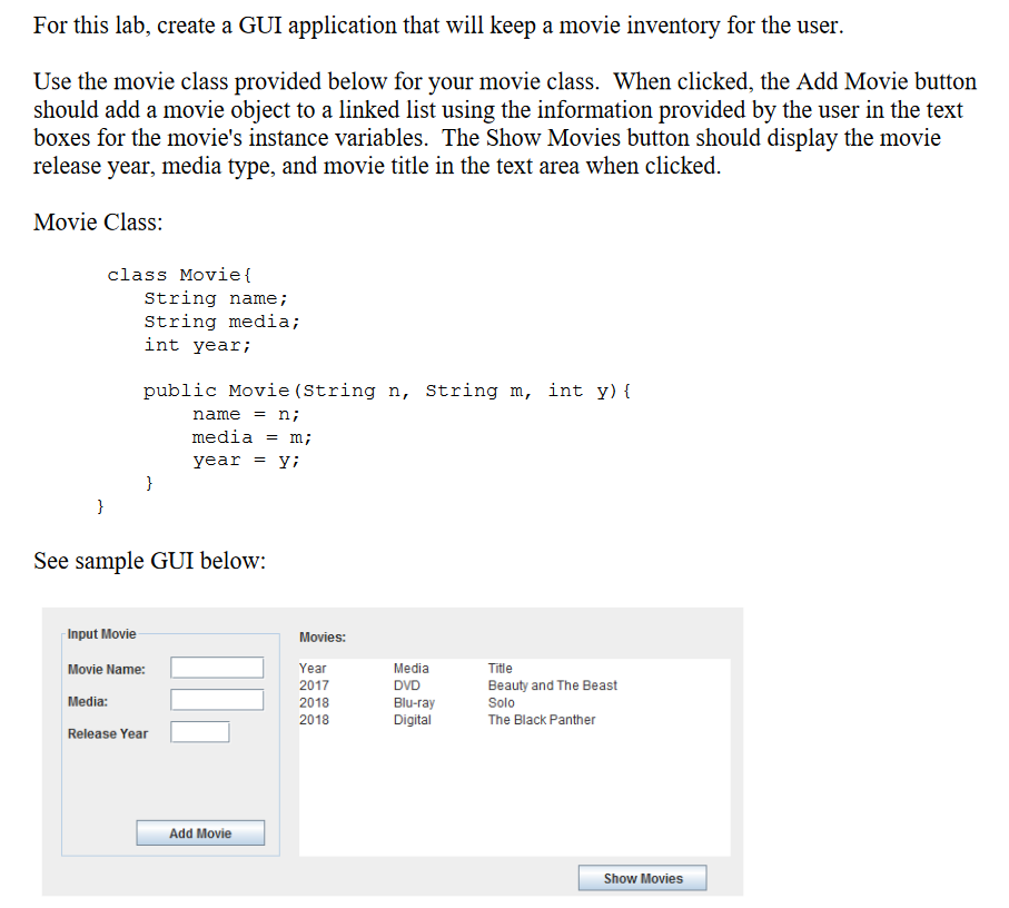 Solved For this lab, create a GUI application that will keep | Chegg.com