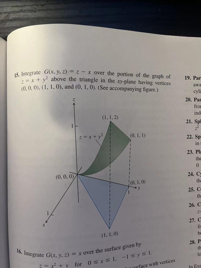 Solved 15. Integrate G(x,y,z)=z−x over the portion of the | Chegg.com