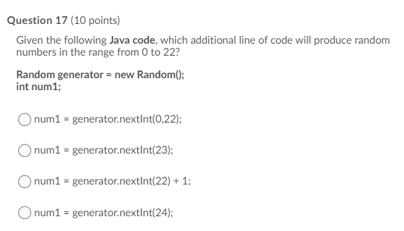 Question 17 10 Points Given The Following Java Chegg Com