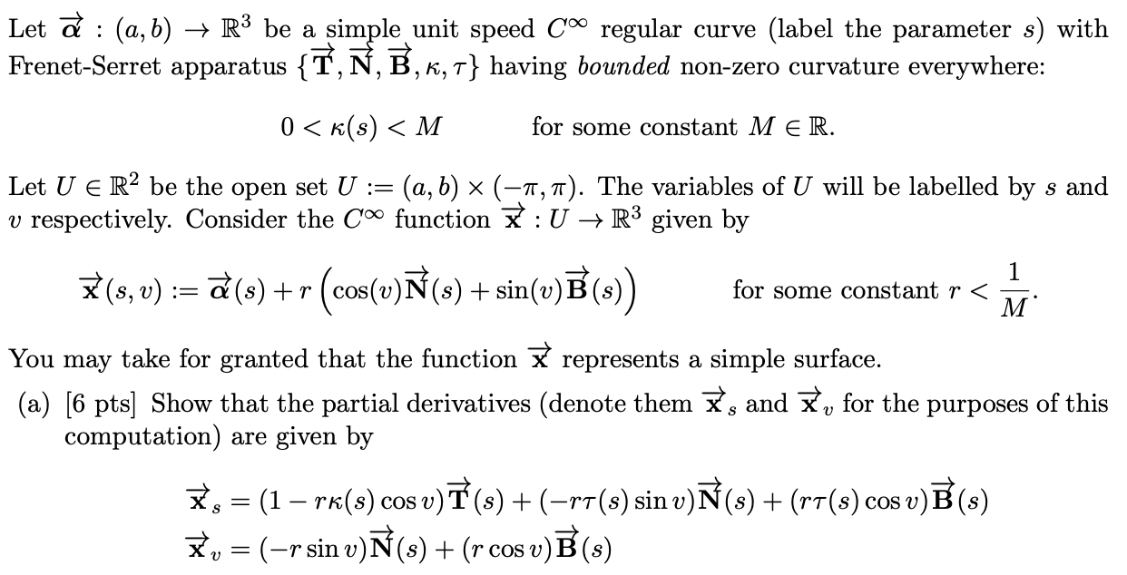 Let A A B R3 Be A Simple Unit Speed C Regular Chegg Com