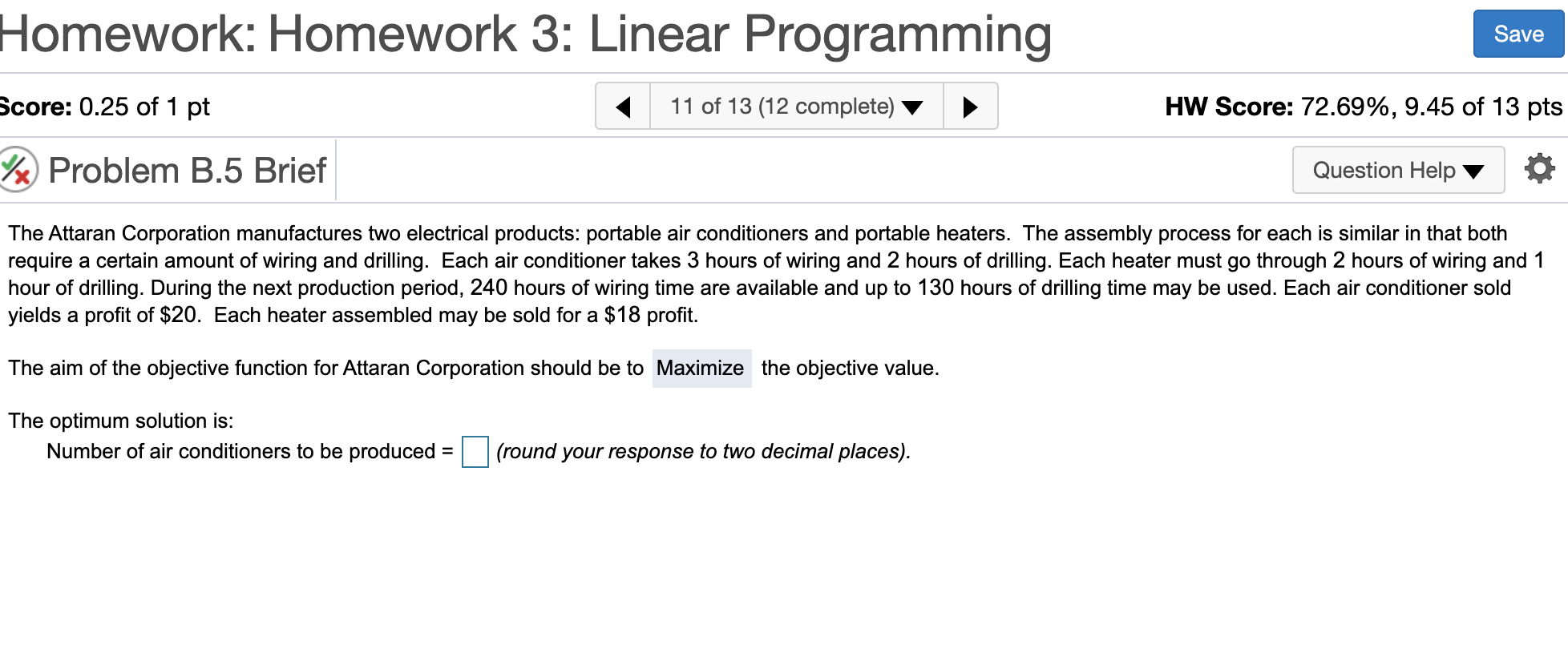 Solved Homework: Homework 3: Linear Programming Save Score: | Chegg.com