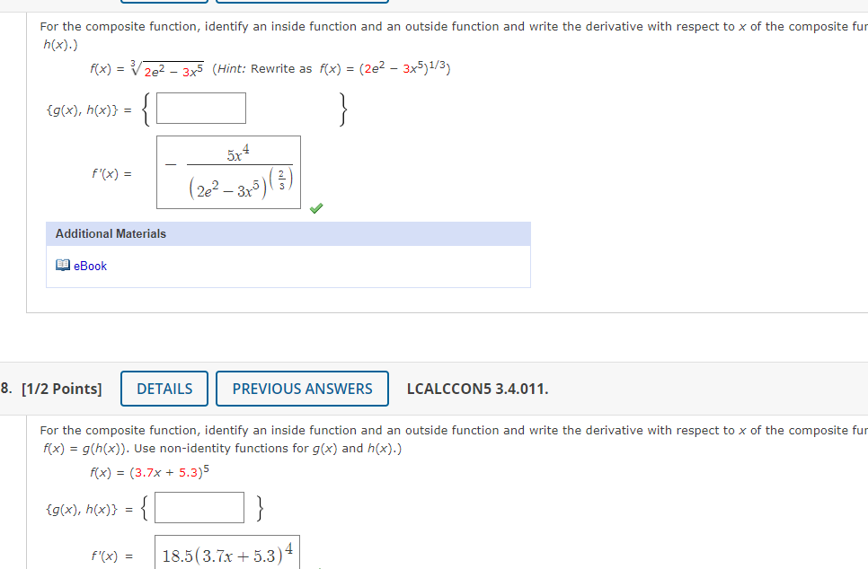 Solved For The Composite Function, Identify An Inside | Chegg.com