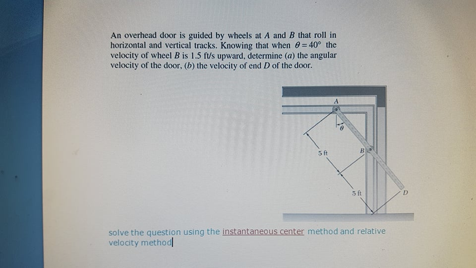 Solved An Overhead Door Is Guided By Wheels At A And B That | Chegg.com