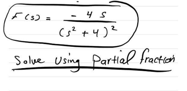 Solved F (S) = 4 s (3²+4)² 2 Solve Using Partial fraction | Chegg.com