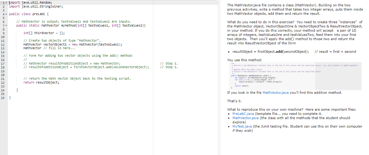 Solved The MathVector.java file contains a class | Chegg.com