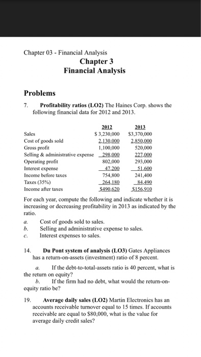 Solved Chapter 03 Financial Analysis Chapter 3 Financial