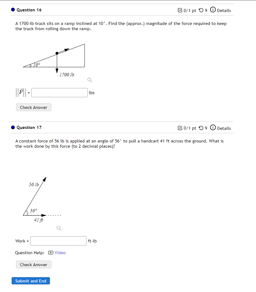 Solved Question 16A 1700-lb truck sits on a ramp inclined at | Chegg.com