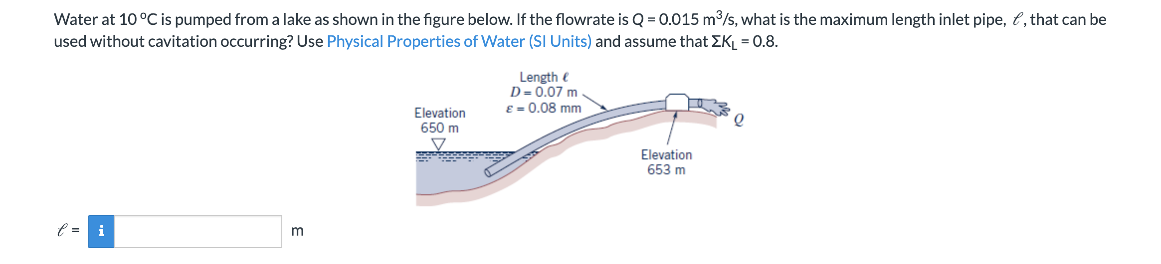 Solved Water at 10 °C is pumped from a lake as shown in the | Chegg.com