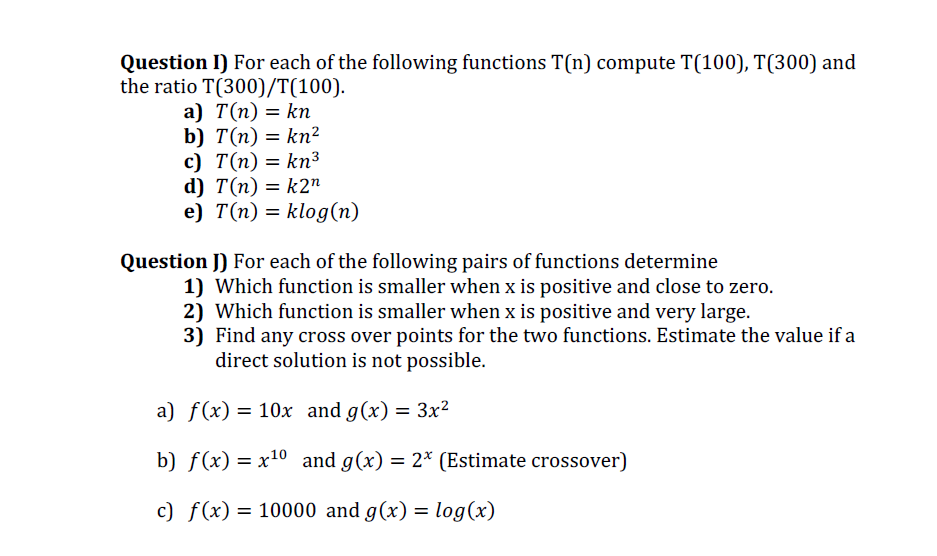 Solved Question 1 For Each Of The Following Functions T Chegg Com