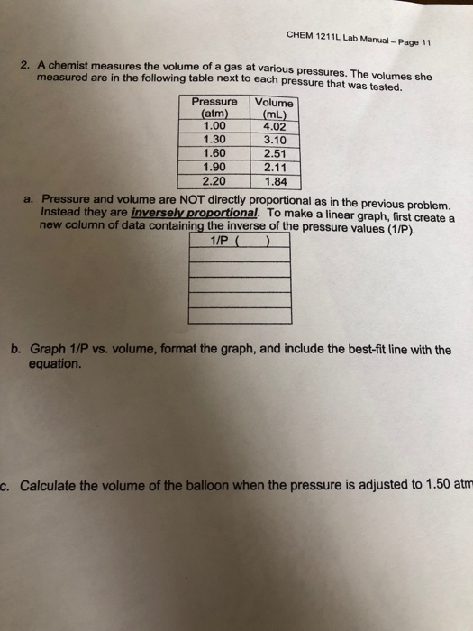 Solved CHEM 1211L Lab Manual - Page 11 2. A Chemist Measures | Chegg.com