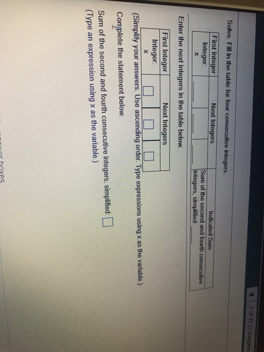 Solved 42ot 12 (3 complete Solve. Fill in the table for four | Chegg.com