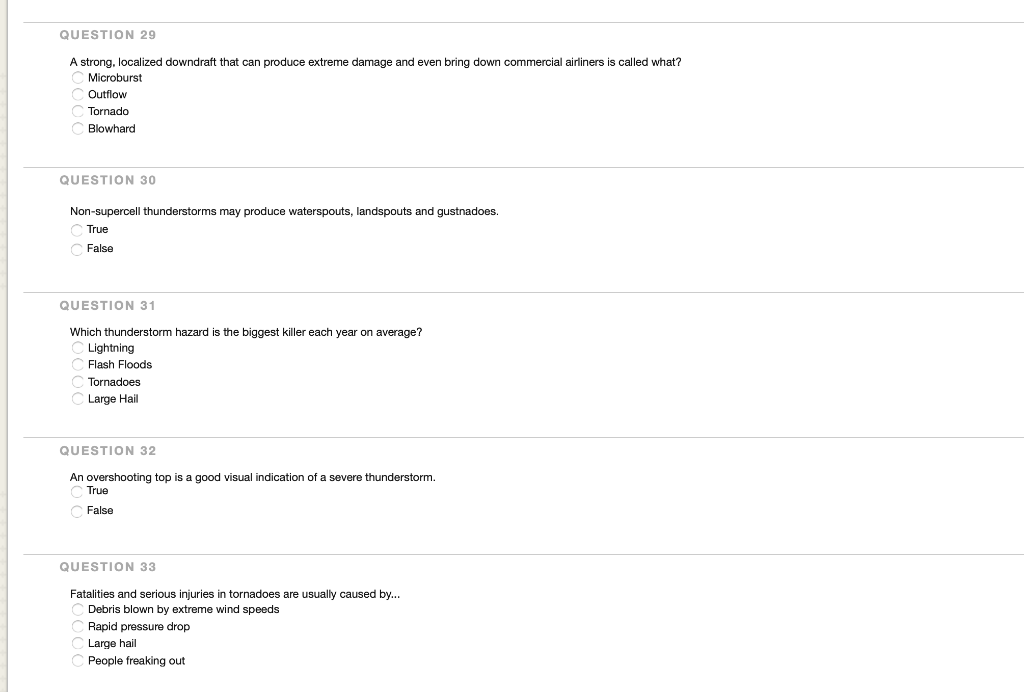 Solved QUESTION 29 A strong, localized downdraft that can