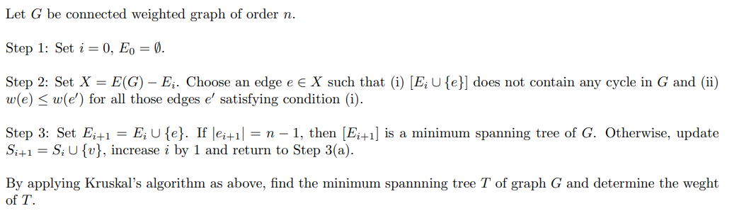 Solved 1. Let G be the following weighted graph in Figure 1, | Chegg.com