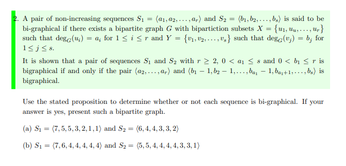 Solved 9 , 2. A pair of non-increasing sequences S1 = (a1, | Chegg.com