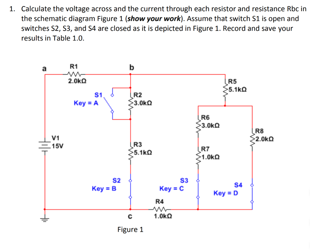 Solved 1. Calculate the voltage across and the current | Chegg.com