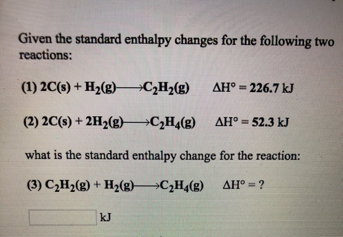 Solved Given the standard enthalpy changes for the following