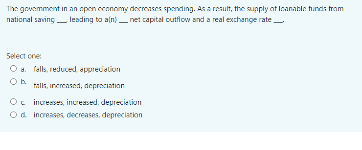 Solved The government in an open economy decreases spending. | Chegg.com