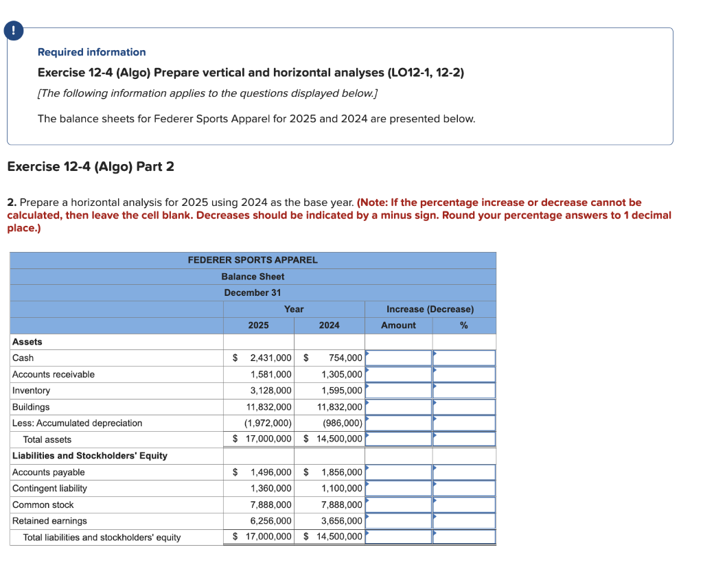 Solved Required information Exercise 124 (Algo) Prepare