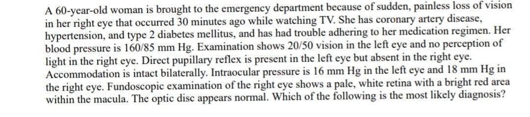 Solved A 60-year-old woman is brought to the emergency | Chegg.com