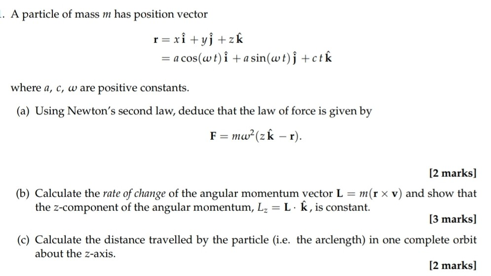 Solved A Particle Of Mass M Has Position Vector R Xi Chegg Com