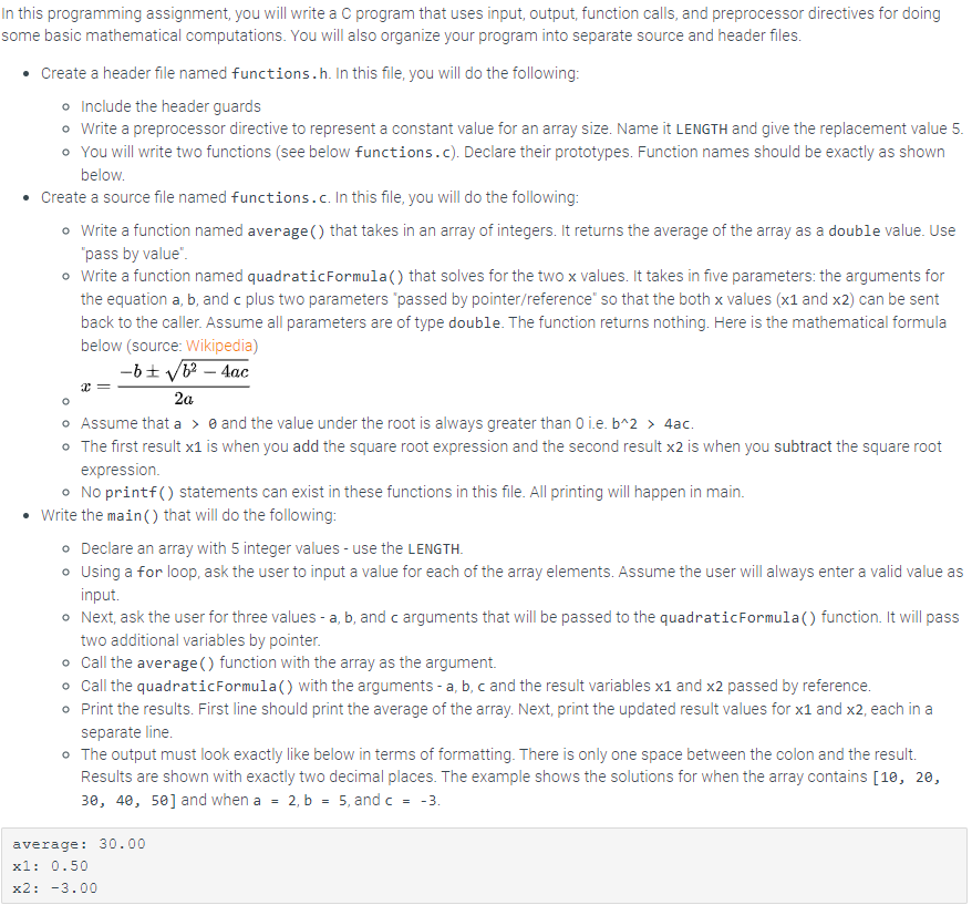 Solved o In this programming assignment, you will write a C | Chegg.com