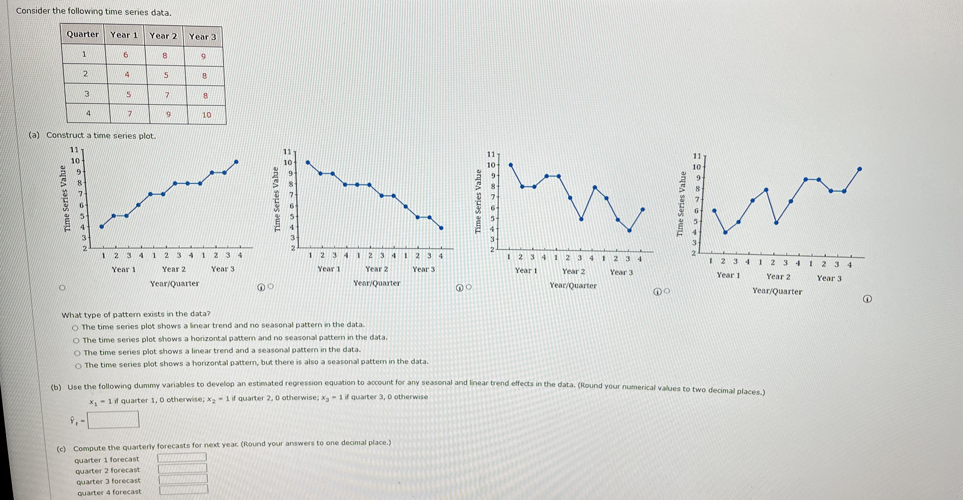 Solved Consider the following time series data.(a) | Chegg.com