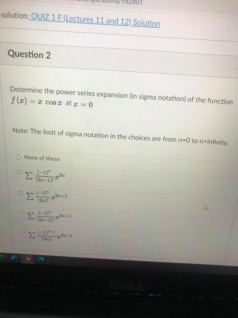 Solved Solution: QUIZ 1 F (Lectures 11 And 12) Solution | Chegg.com