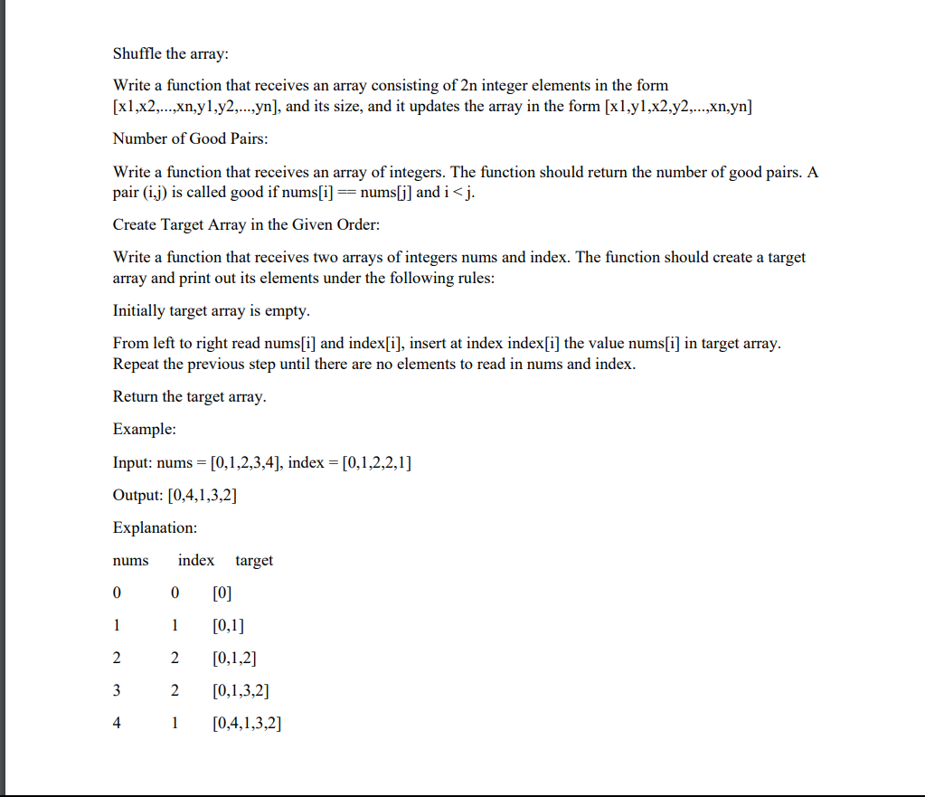 Solved Shuffle The Array: Write A Function That Receives An | Chegg.com