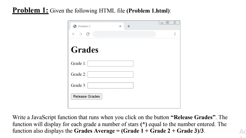 Solved Problem 1: Given the following HTML file (Problem | Chegg.com