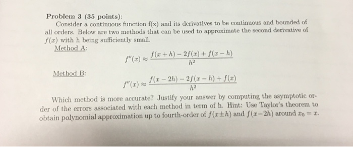 Solved Problem 3 (35 Points): Consider A Continuous Function | Chegg.com