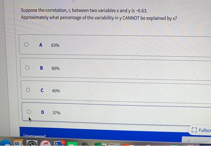 Solved Suppose the correlation, r, between two variables x | Chegg.com