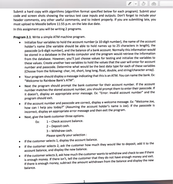 Solved Submit a hard copy with algorithms (algorithm format | Chegg.com