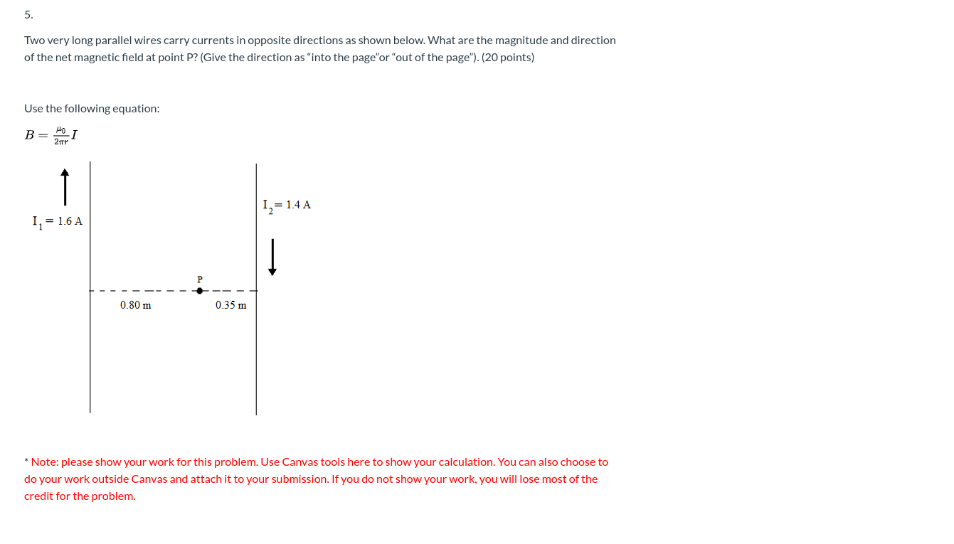 Solved 5. Two Very Long Parallel Wires Carry Currents In | Chegg.com