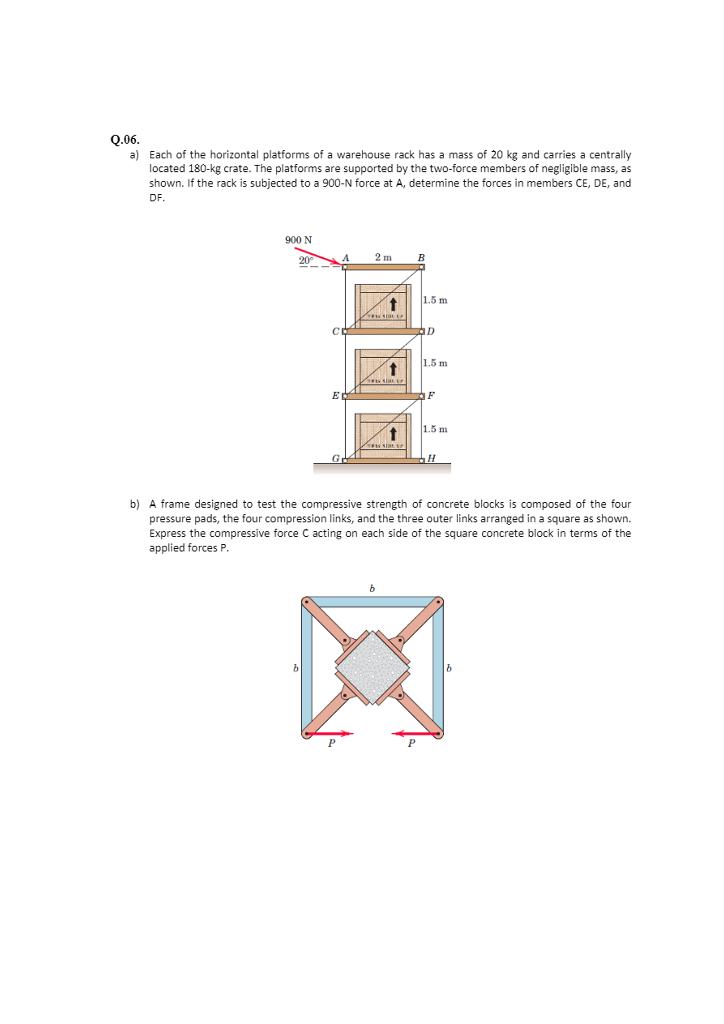 Solved Q.06. a) Each of the horizontal platforms of a | Chegg.com