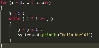 Solved for (i = 1; i = j) { j-j +1; | Chegg.com
