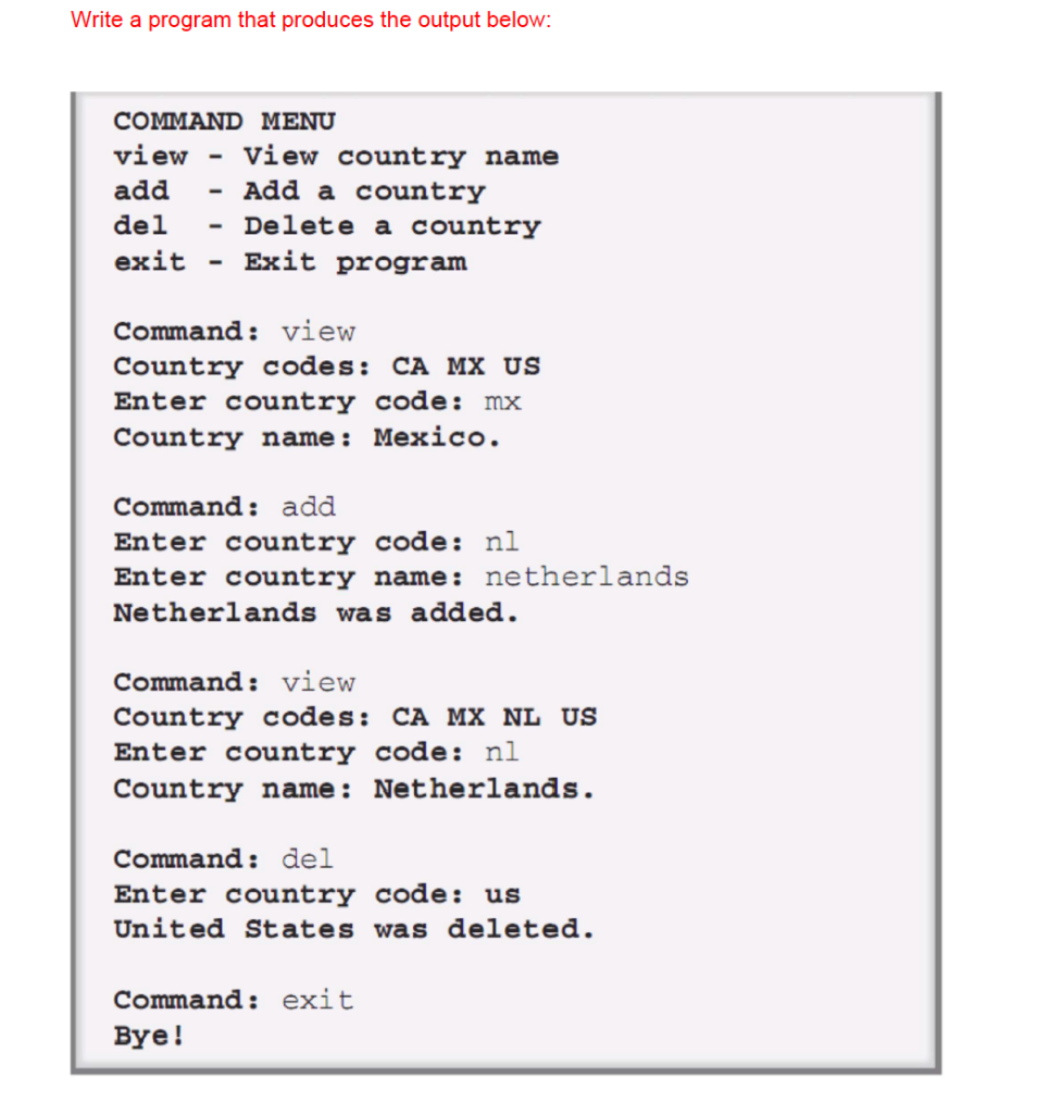 Solved Write a program that produces the output below: | Chegg.com