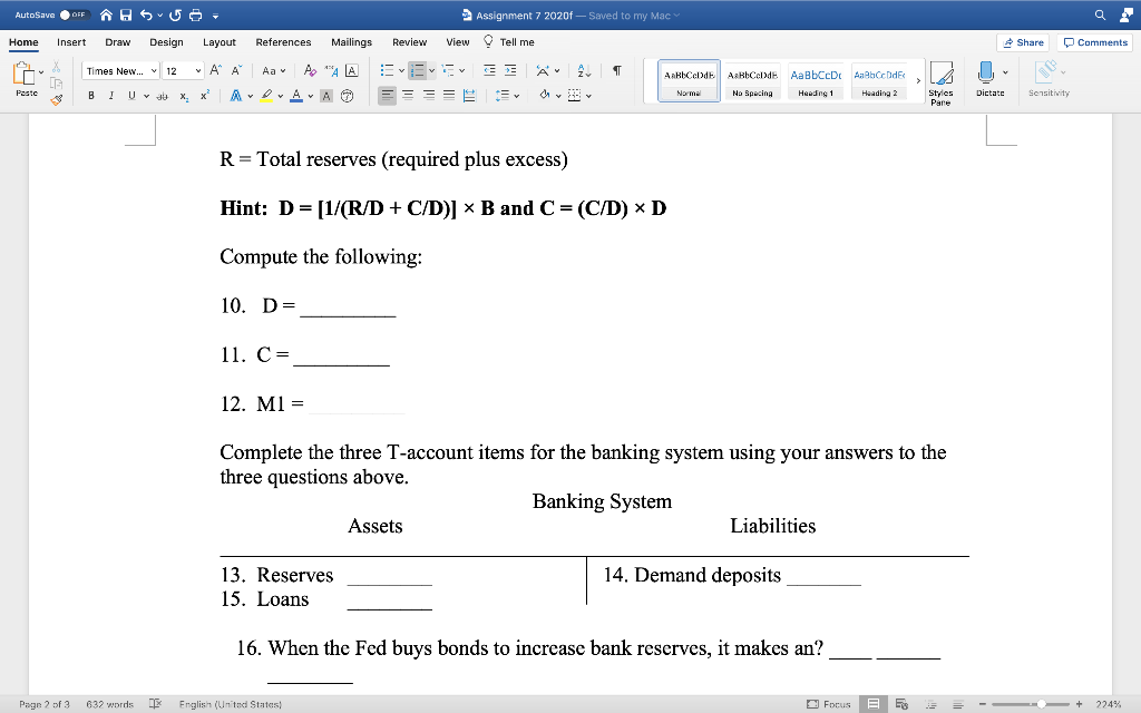 Solved AutoSave OFF A SU Assignment 7 2020f - Saved to my | Chegg.com