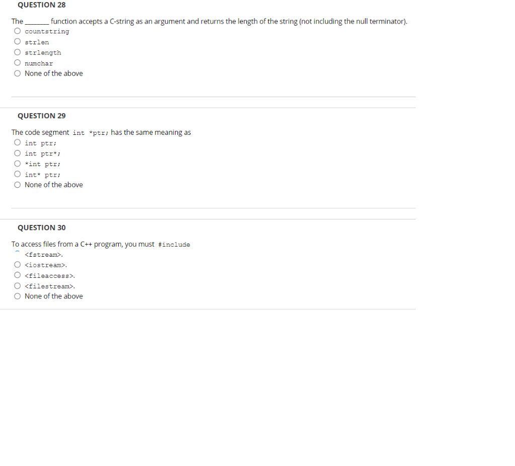 Solved QUESTION 28 The function accepts a C-string as an | Chegg.com