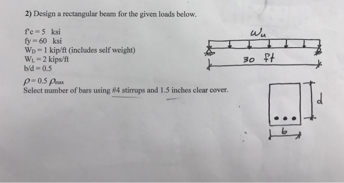 Solved 2) Design a rectangular beam for the given loads | Chegg.com
