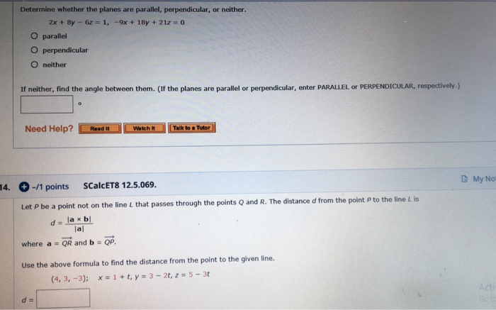 Solved Determine Whether The Planes Are Parallel 7799