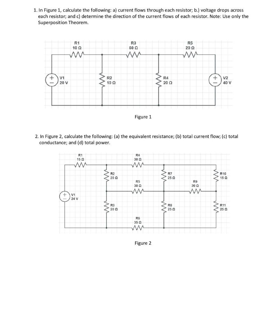 Solved 1. In Figure 1, Calculate The Following: A) Current | Chegg.com