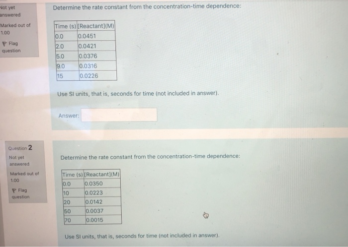 Solved Determine the rate constant from the | Chegg.com