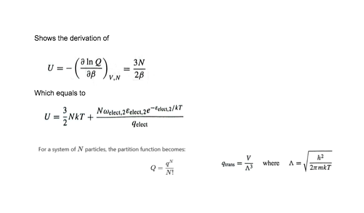 Solved For a system of N ﻿particles, the partition function | Chegg.com